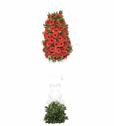 Kırmızı Gerbera Çelenk Tek Katlı