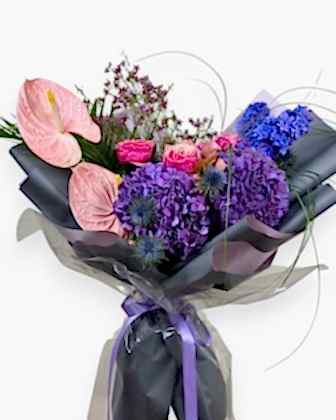 Amethyst Blush – Anthurium & Hydrangea Bouquet